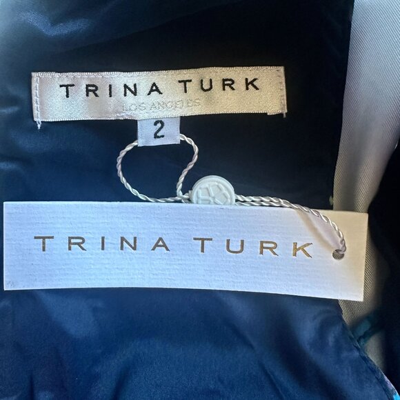 New Trina Turk Cold Shoulder Floral Navy Sheath Dress Size 2 - Picture 5 of 11